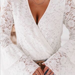 White lace body suit